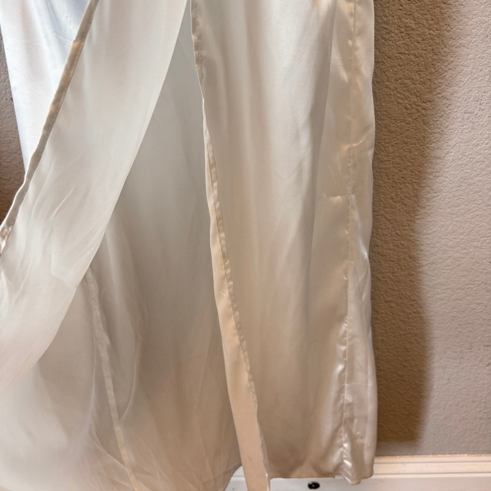 JLUXLABEL Wrap Satin Maxi Dress Womens White S Long Sleeve Collared Slit NWT - Picture 9 of 16